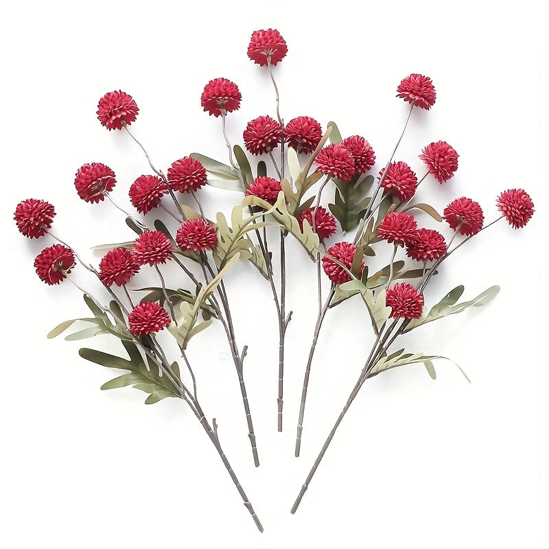 5pcs Set of Artificial Dandelion & Chrysanthemum Flowers - Perfect for Home, Garden, Weddings, Valentine&