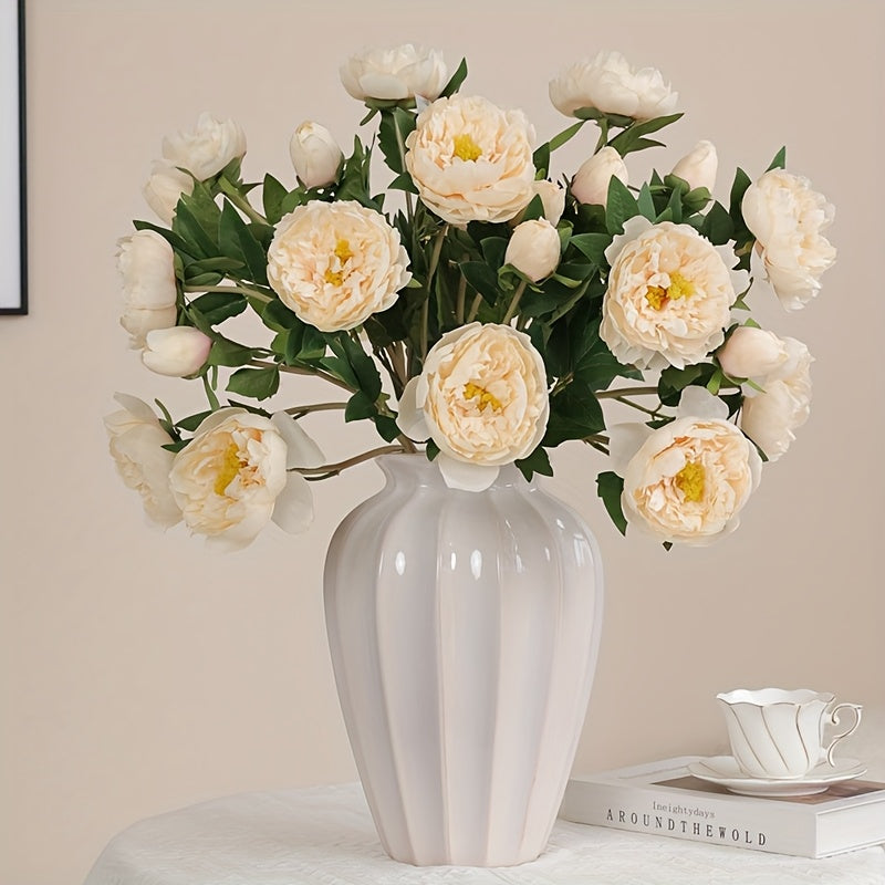 2pcs-3 Head Imitation Silk Peony Flowers Modern Home Soft Decoration Flower Arrangement Outdoor Artificial Flowersr Ornaments Photography Props, Thanksgiving Occasion