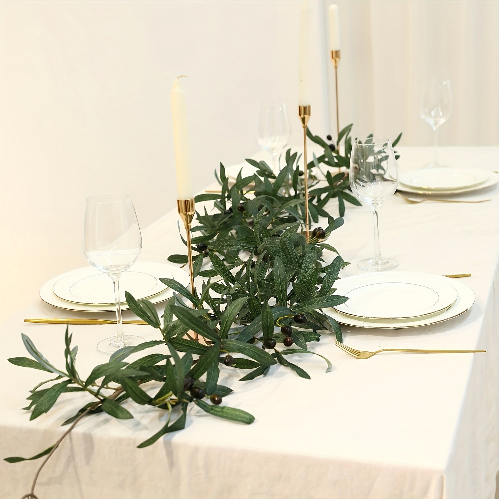 1pc 68.8"/175cm Lush Artificial Olive Leaf Vine with Simulated Fruits - Perfect for Wedding Backdrop, Home and Office Decor, Garden Wall Decor