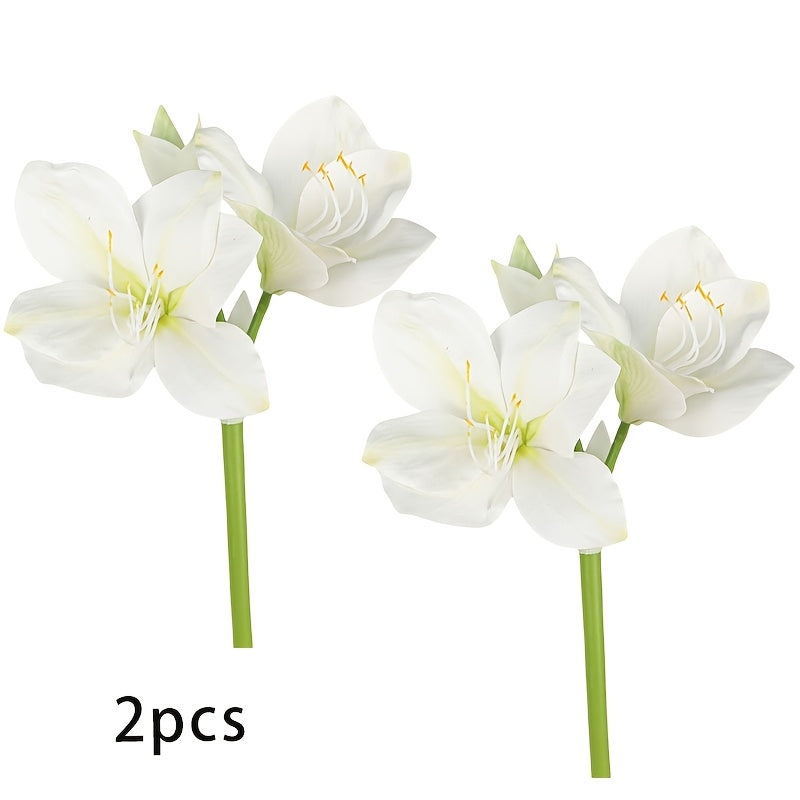 2pcs Lifelike Artificial Orchids - 24.5" Faux Clivia Flowers for Home, Office & Wedding Decor | Perfect for Thanksgiving, Christmas, Easter, Mother&