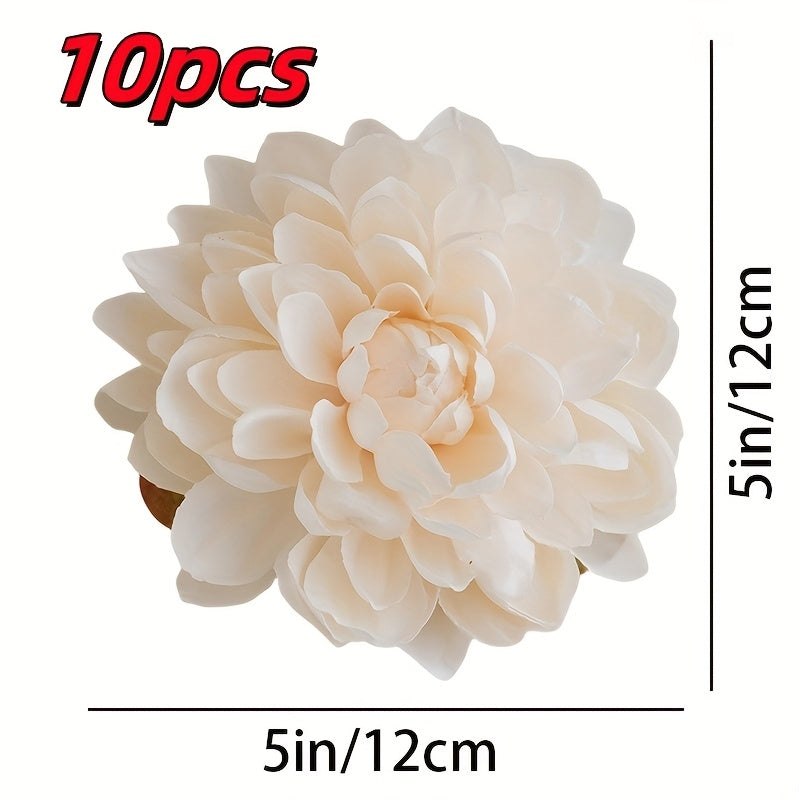 10pcs Artificial Dahlia Flowers, 5in/6in Simulated Flowers Fake Flowers Silk Flowers DIY Handmade Wreath Material Wedding Decoration Father&