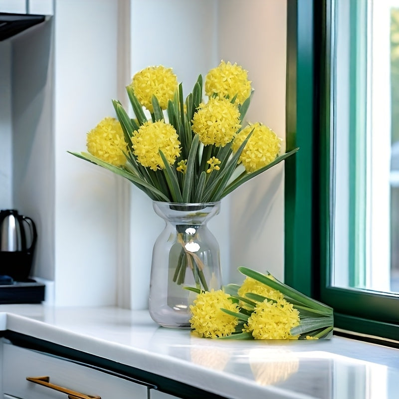 2pcs Boho Chic Artificial Dandelion Bouquets - 6 Faux Chrysanthemum Heads, Perfect for Home & Tabletop Decor, Ideal for Christmas, Valentine&