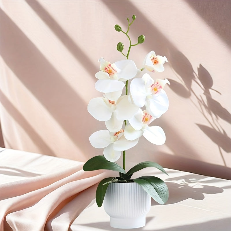 Elegant 16.5" Ceramic Vase with Lifelike Artificial Orchid - Perfect for Home & Office Decor, Table Centerpiece, and Special Occasions like Christmas, Valentine&
