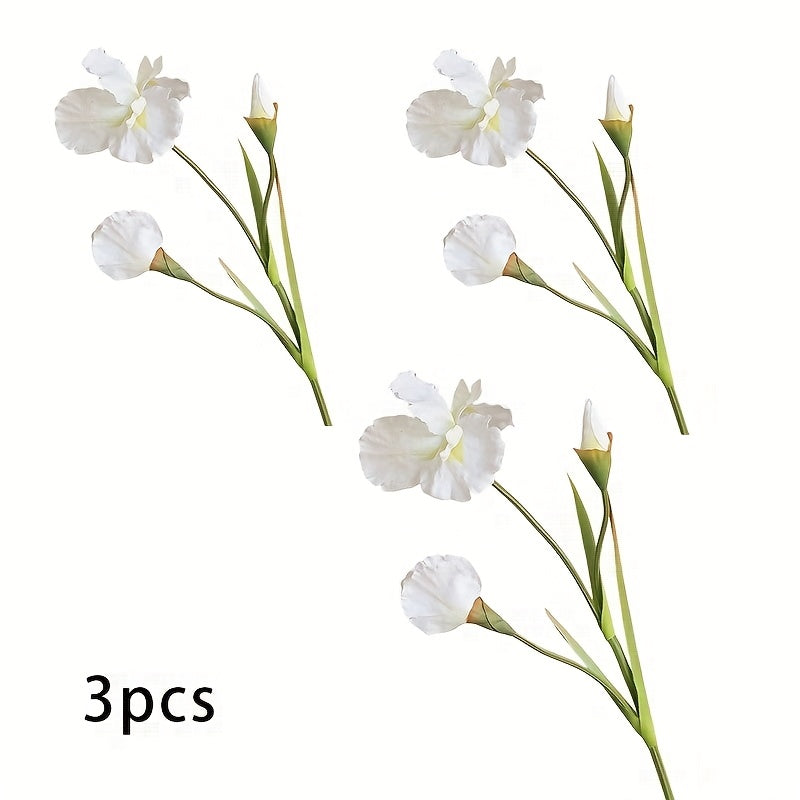3pcs Lifelike Artificial Iris Flowers with Long Stems (31.1&