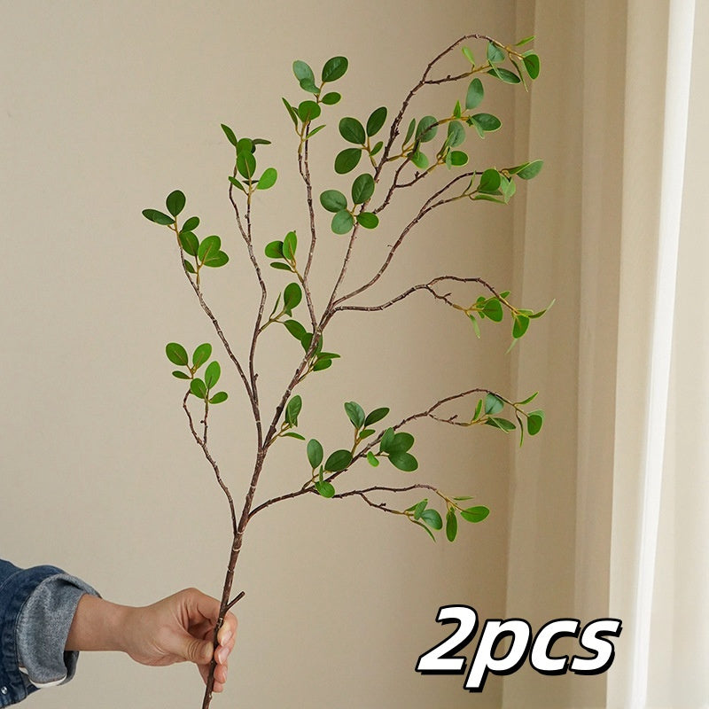 2pcs Lifelike Artificial Ficus Branches - Versatile Green Eucalyptus Stems for Home, Office, Wedding Decor & Vase Fillers - Perfect for Spring & Summer