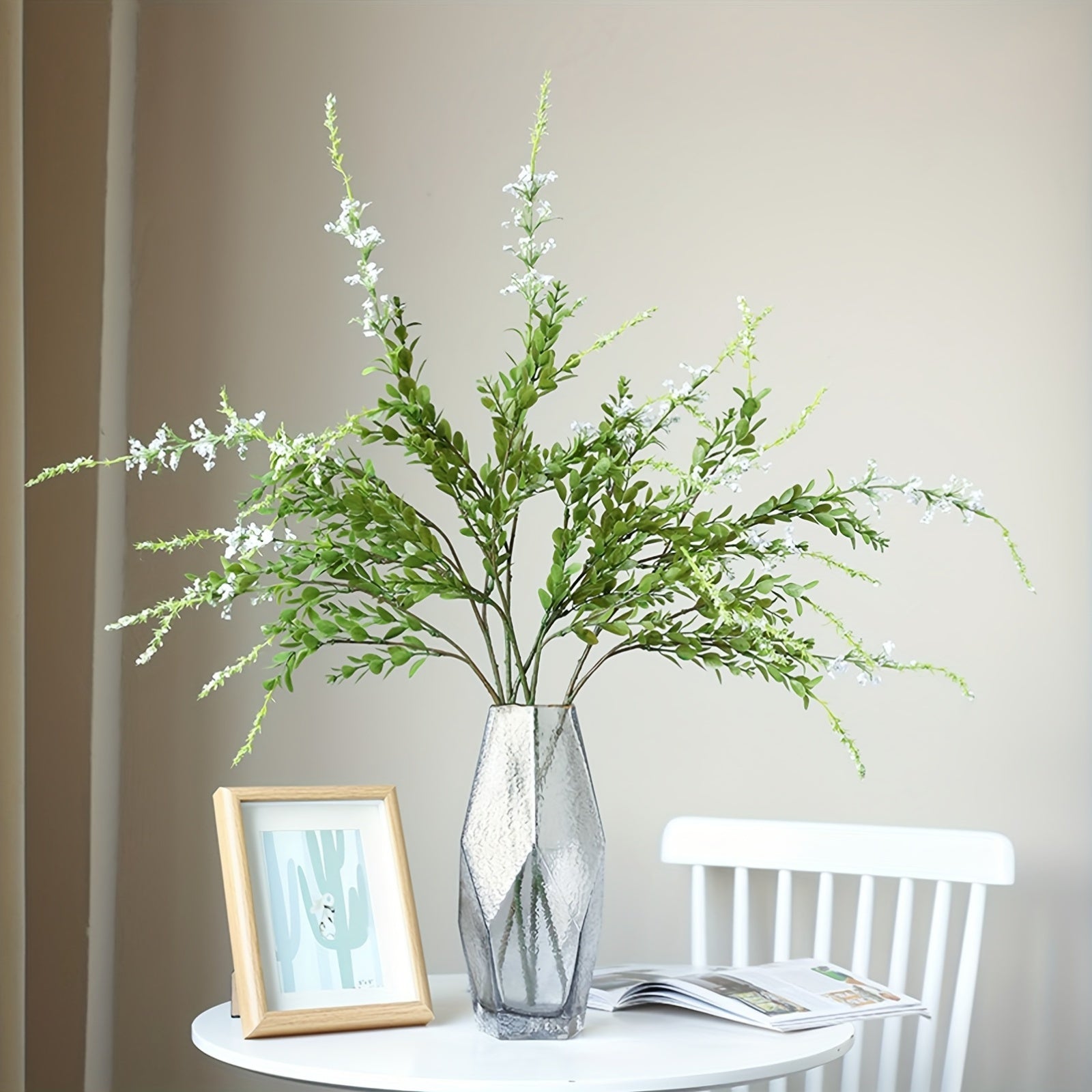 3/5pcs Boho Style Artificial Sage Green Plants - Versatile Plastic Floral Decor for Home, Garden, Wedding, Valentine&