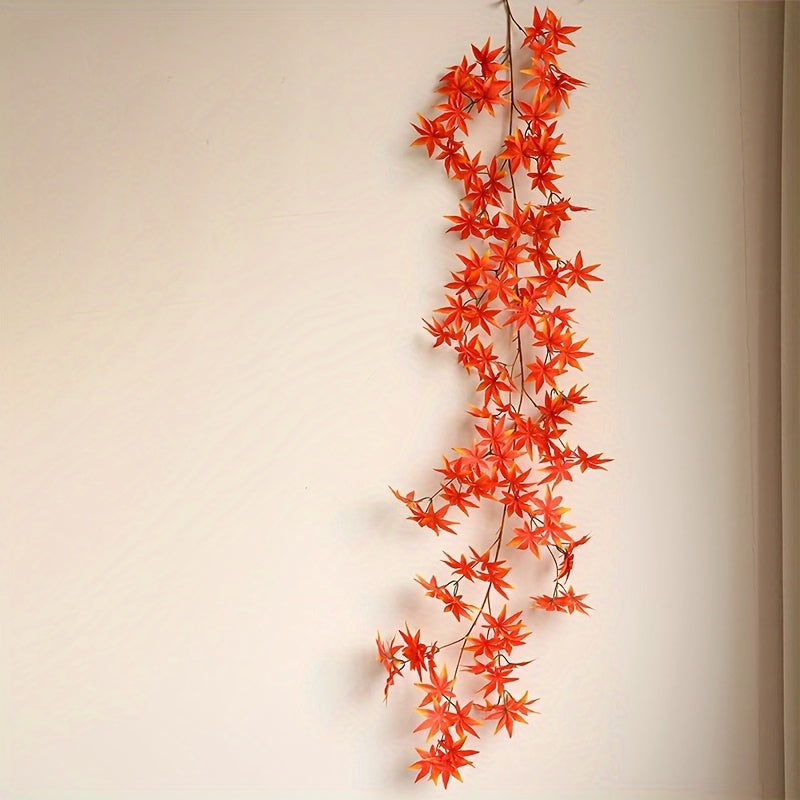 1pc, 71In Artificial Maple Leaf Garland, Bohemian Style, Plastic Autumn Foliage, Thanksgiving & Christmas Home Decor, Festive Fall Leaf Hanging Vine for Fireplace, Wedding, Party, Holiday Decor