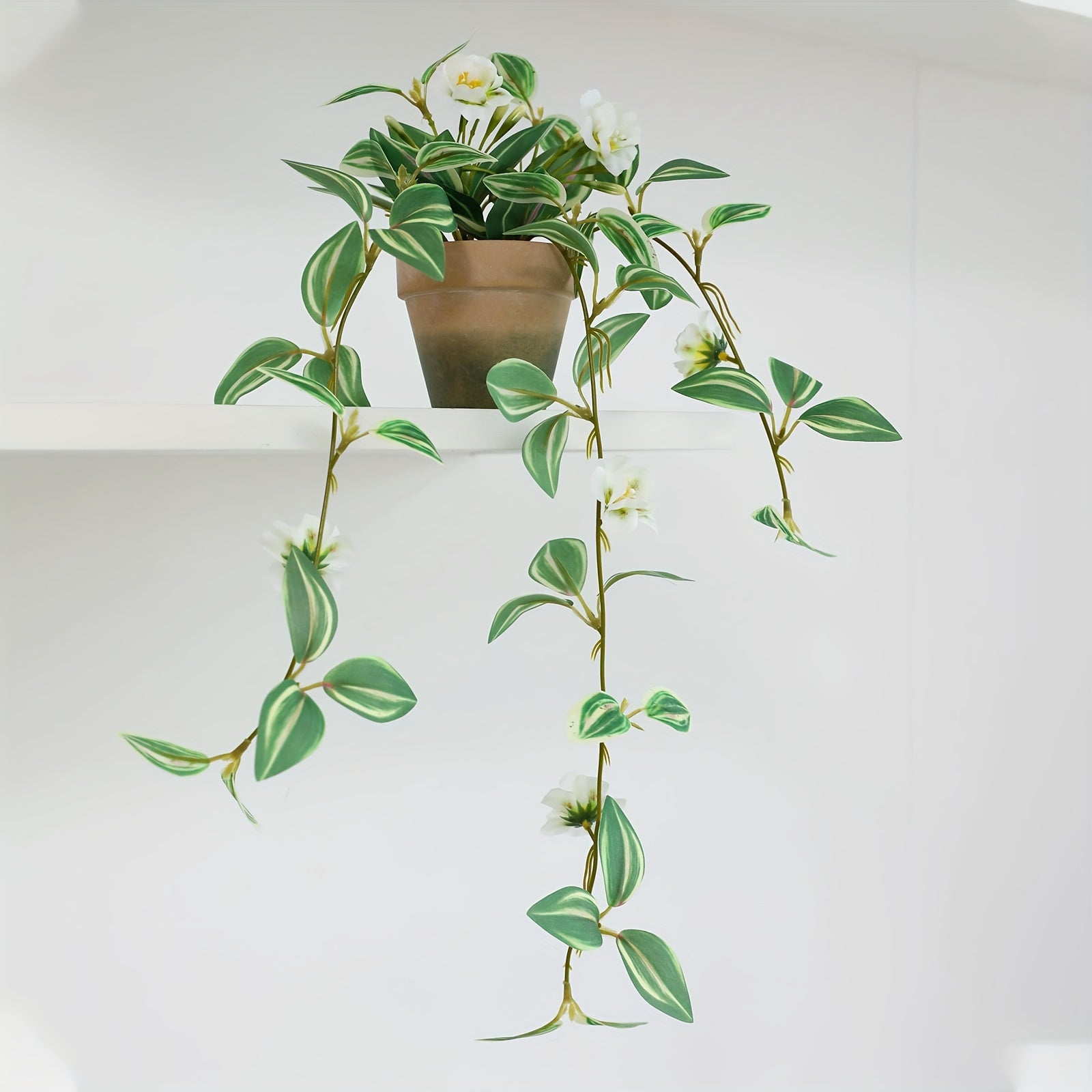 Charming Faux Hanging Petunia with Mini Pot - Perfect for Indoor & Outdoor Decor, Wall, Balcony, and Home Accents