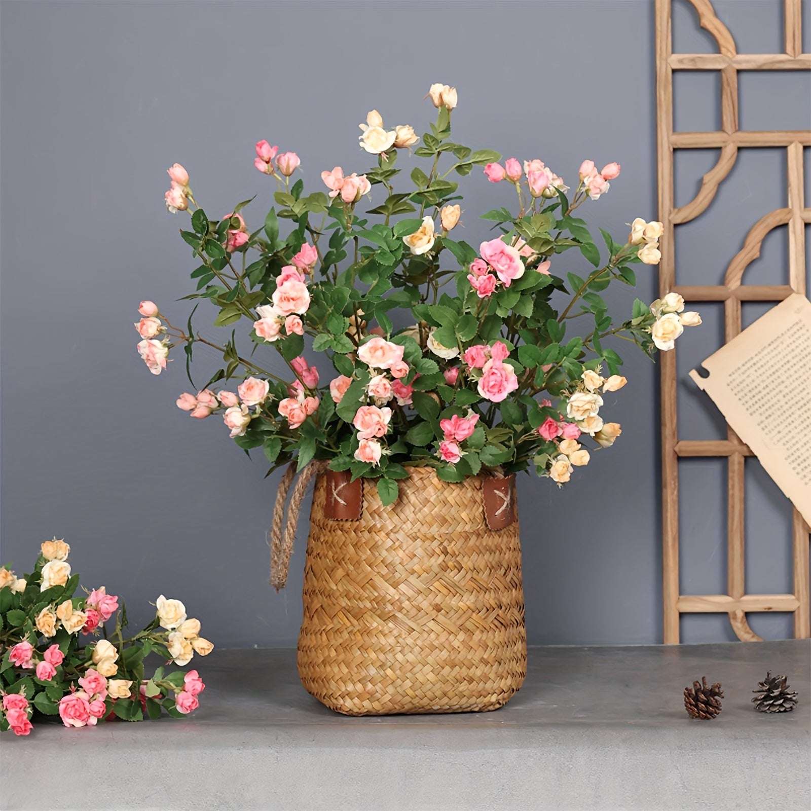 6pcs Lifelike Silk Rose Bouquet with Long Stems - Perfect for Valentine&