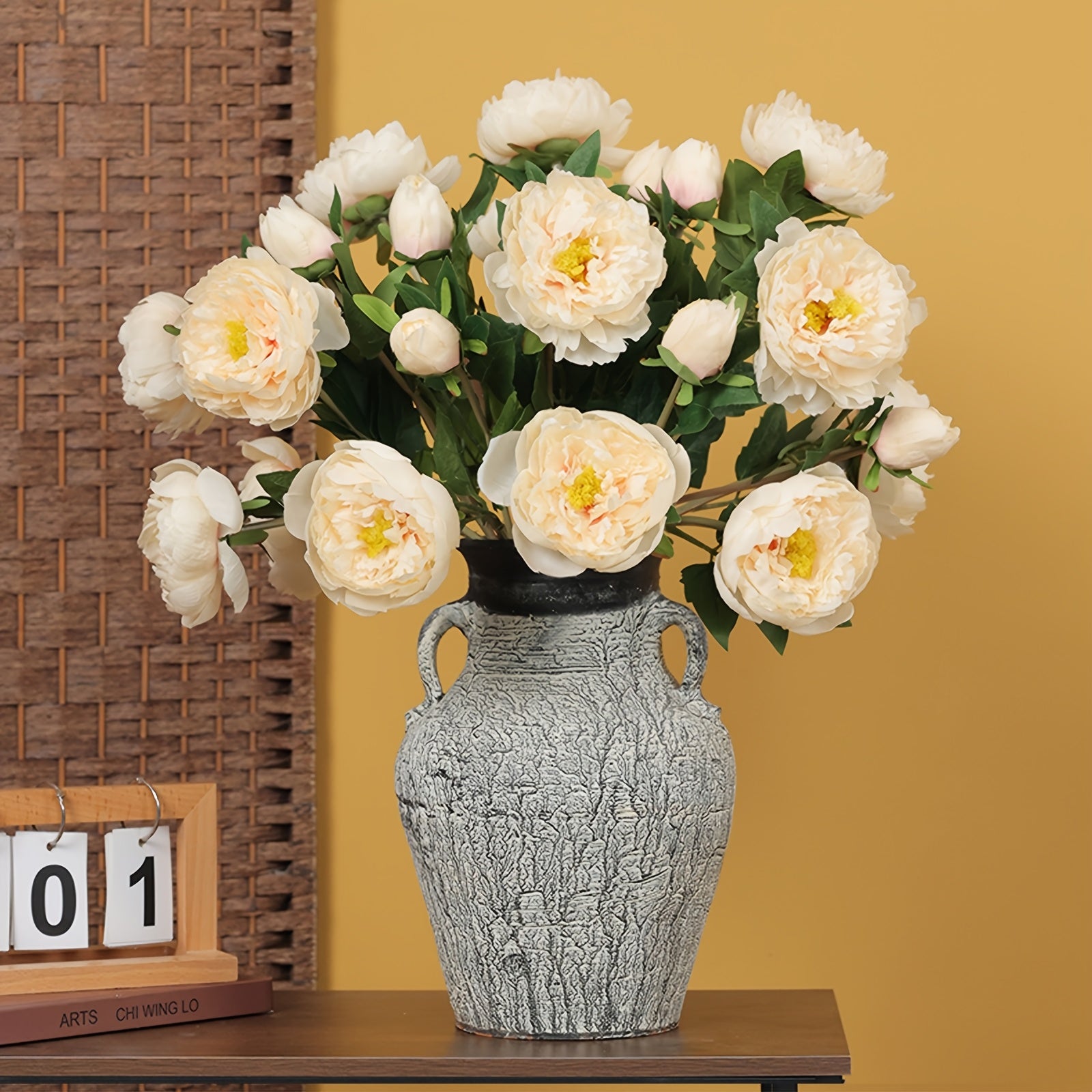 2/5 Bundles Lifelike Artificial Peony Silk Flowers, Spring Faux Peonies for Wedding, Party, Home Decor, Living Room, Office, Seasonal Decoration - Plastic, Reunion, Tabletop, No Container, Electricity-Free