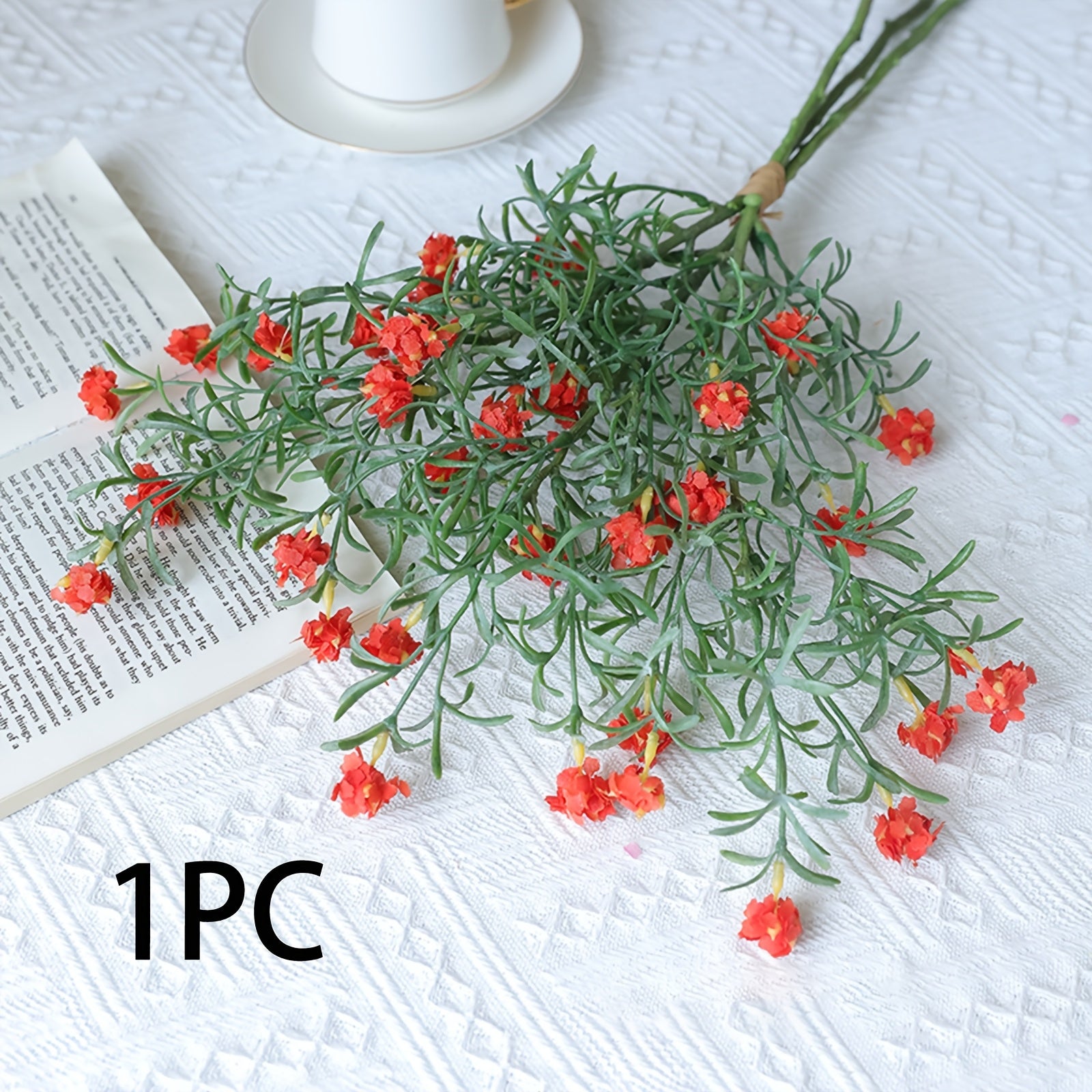 Boho Style Artificial Flower Swags, 3 Branches Plastic Gypsophila & Cherry Blossom Bundle - Faux Silk Flower Bunch for Wedding, Bachelorette, Restaurant & Home Decor - Ideal for Christmas, Valentine&