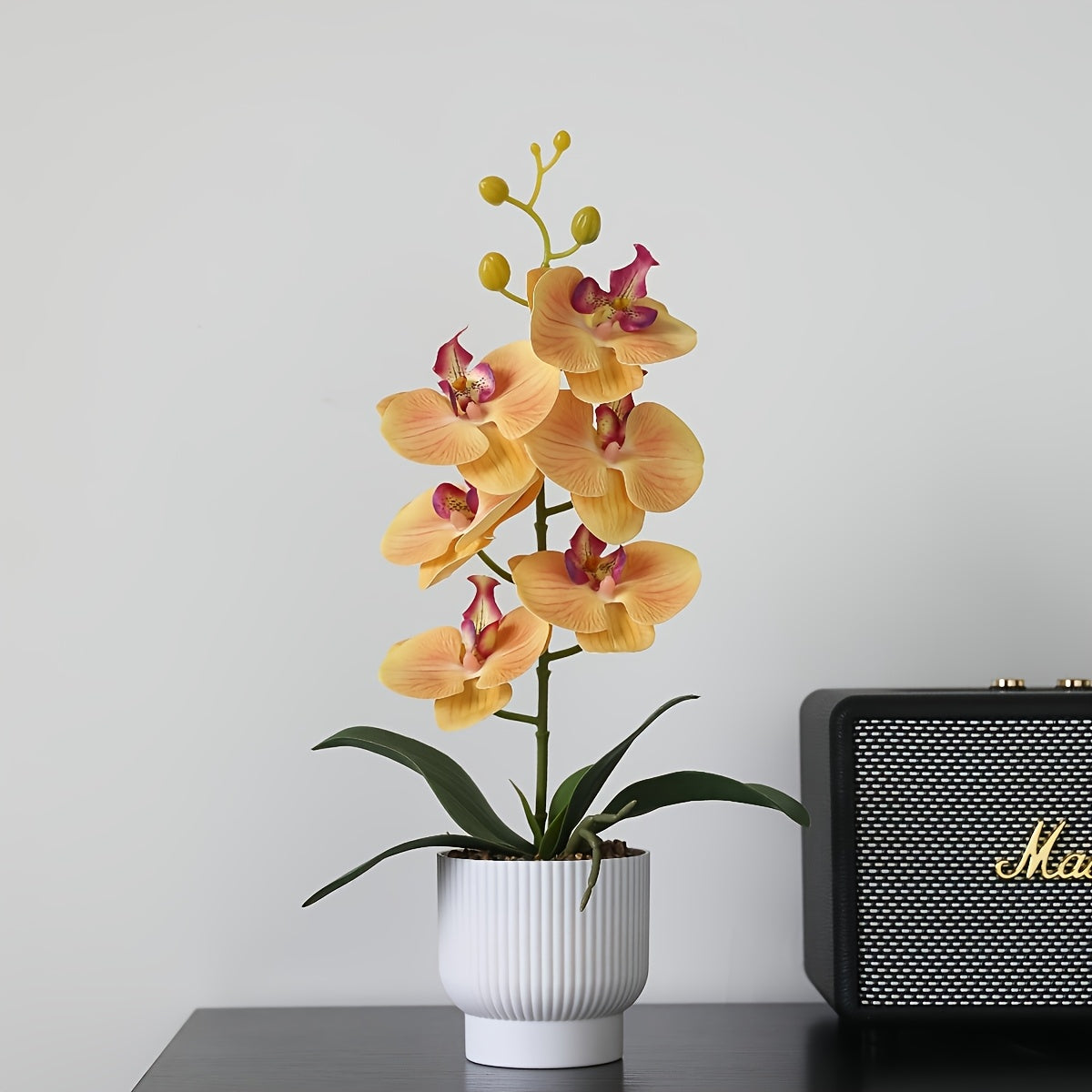 Elegant 16.5" Ceramic Vase with Lifelike Artificial Orchid - Perfect for Home & Office Decor, Table Centerpiece, and Special Occasions like Christmas, Valentine&