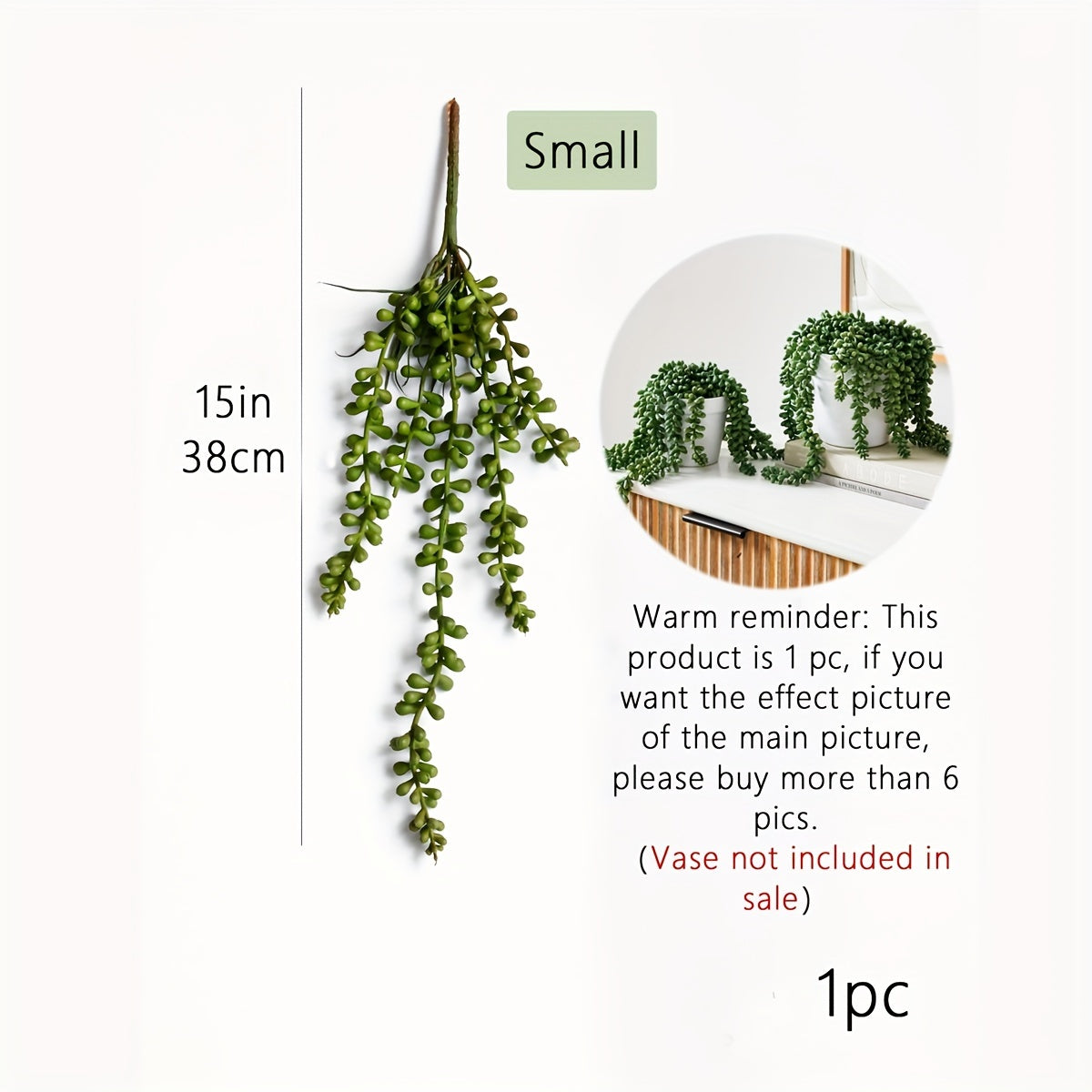 1pc, Artificial Green Plant Lover Tear Vine Home Decoration Fake Flower Buddha Bead Wall Hanging Simulation Green Plant Ceiling Plants