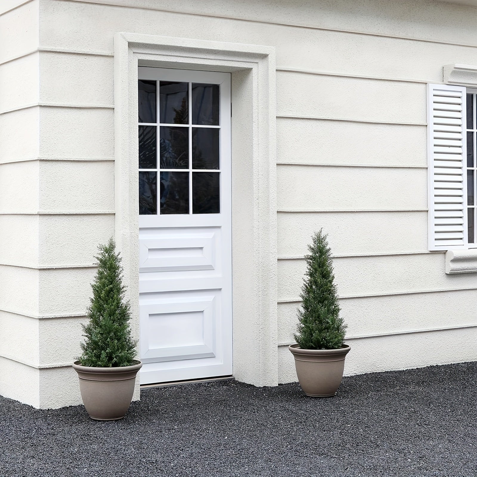 2pcs Artificial Boxwood & Cypress Trees - 3ft/4ft/5ft, Perfect for Home & Office Decor, Indoor/Outdoor Use/cemetery, Faux Greenery with Leaves and Cement-Filled Plastic Pots