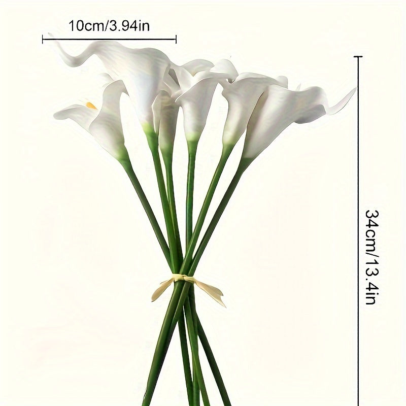 1 Bunch/8pcs Premium Oxidation Resistance Artificial Flower, White Flowers Artificial Calla Lily Silk Flowers 13.4" for Home Kitchen Wedding, Wedding Supply