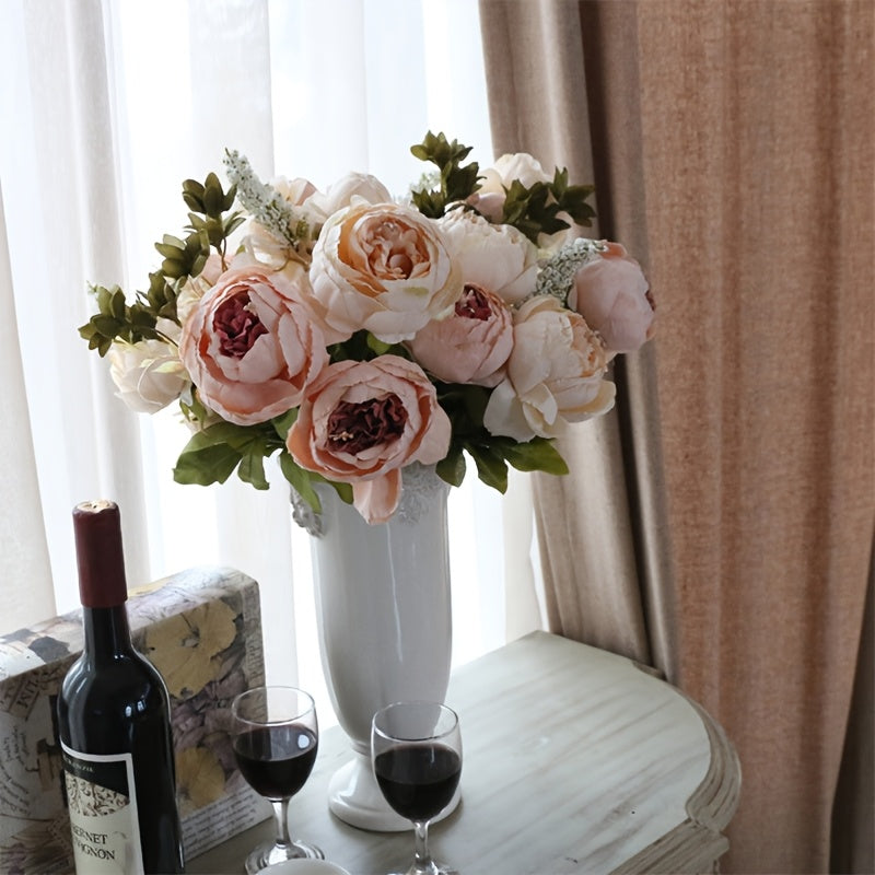 Elegant 2pcs Champagne Peony Silk Flowers - Perfect for DIY Crafts, Bridal Bouquets & Home Decor | Versatile for Any Room & Holiday