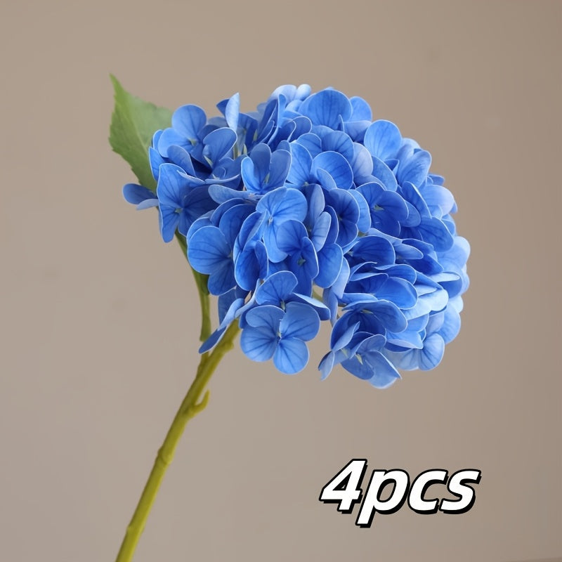 4pcs, 12in, Artificial Hand-felt Fabric Hydrangea, 3D Hand-felt Large Hydrangea, Suitable for Outdoor Wedding Office Family Gathering Living Room Table Decoration