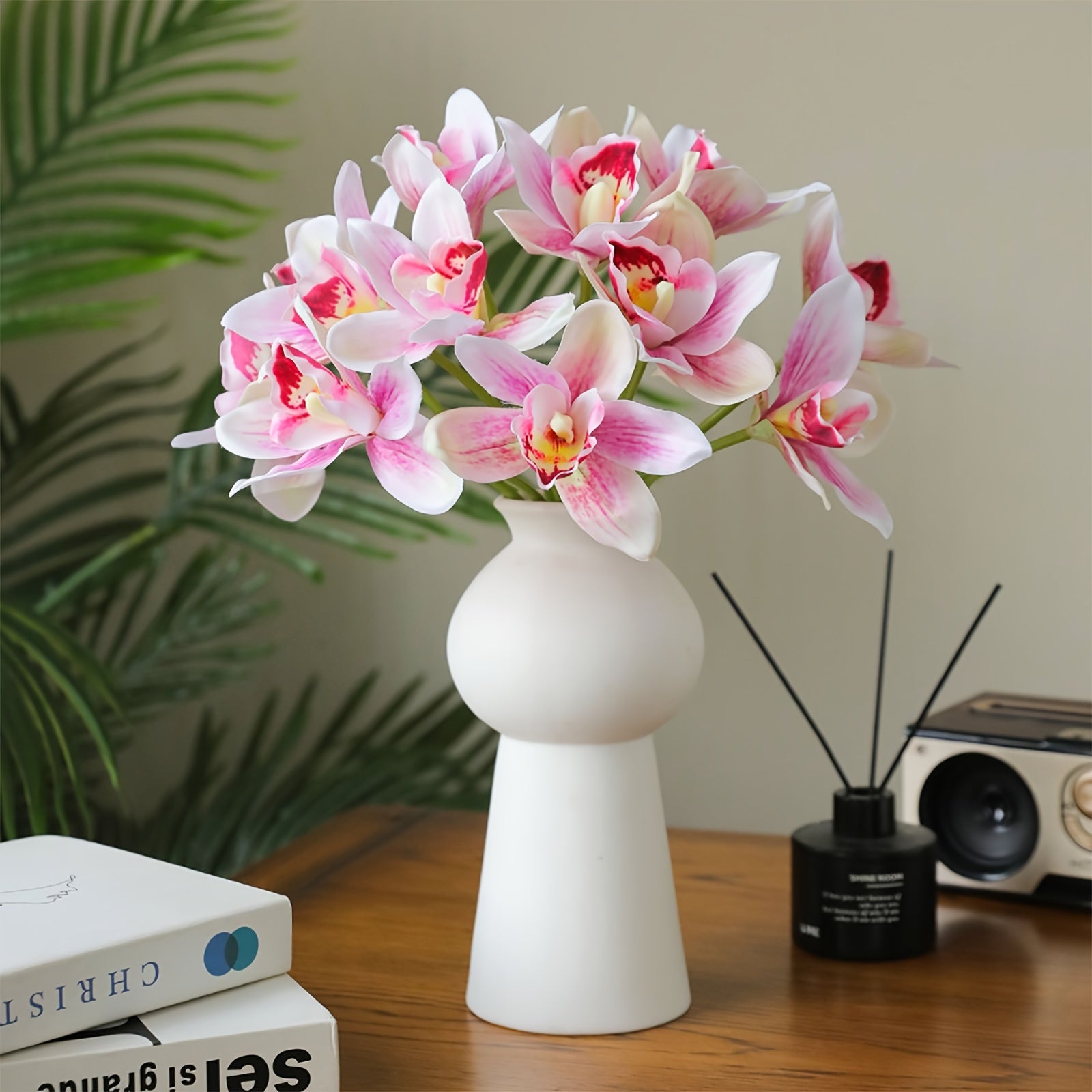 5pcs Boho Chic Artificial Orchid Bouquet, 14.96" - Perfect for Home Decor, Living Room, Office, Kitchen, Outdoor Patio, Holiday Parties & Wedding Engagements