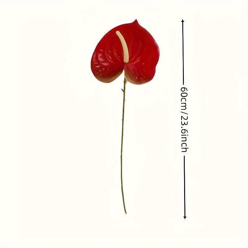 3-Pack Artificial Anthurium Flower Stems - Boho Style Versatile Plastic Floral Decor