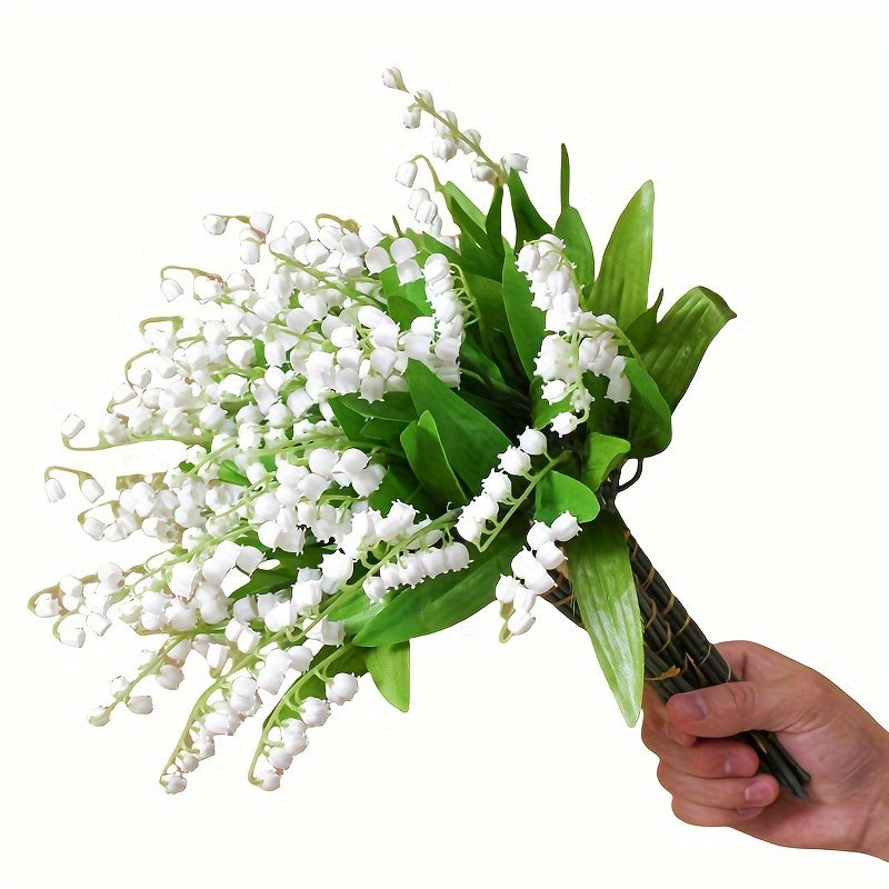 12-Pack Bohemian Style Lily of the Valley Artificial Flowers, Plastic Faux Floral Arrangements for Wedding, Engagement, Home Decor, Perfect for Christmas, Halloween, Thanksgiving, Valentine&