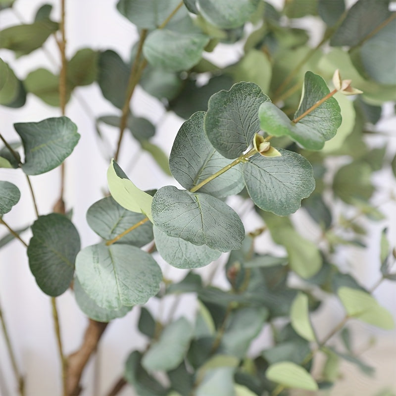Festive Flair, Modern Artificial Eucalyptus Tree in Pot - Silk Silvery Dollar Leaves, Perfect for Wedding, Living Room, Office Decor & Housewarming Gift