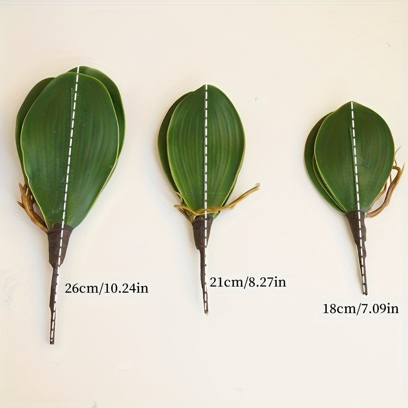 2pcs Lifelike Artificial Phalaenopsis Leaves - Perfect for Home & Garden Decor, Weddings, Engagements | Resin Orchid Greenery for Tabletop Display