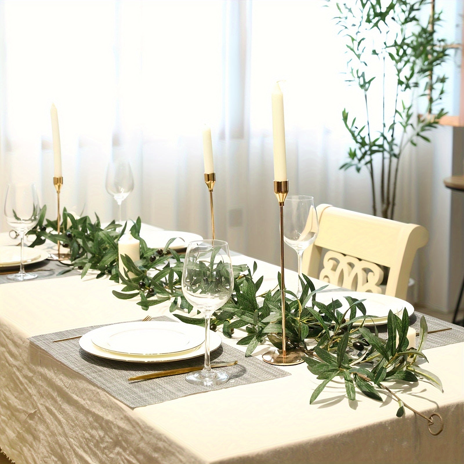1pc 68.8"/175cm Lush Artificial Olive Leaf Vine with Simulated Fruits - Perfect for Wedding Backdrop, Home and Office Decor, Garden Wall Decor