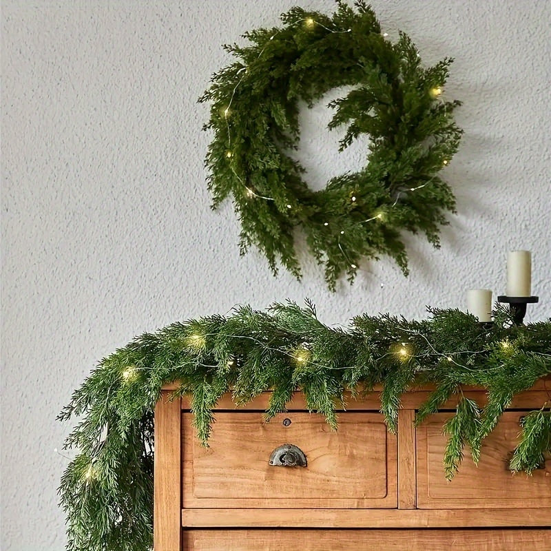 Set of 1 - 6ft Artificial Norfolk Pine Garland - New, Pre-lit and Weather Resistant, Soft Touch Green Plastic Winter Pine Bundle for Christmas Table Decorations, Urban Shelves, Walls and Holiday Decorations (No Lights)