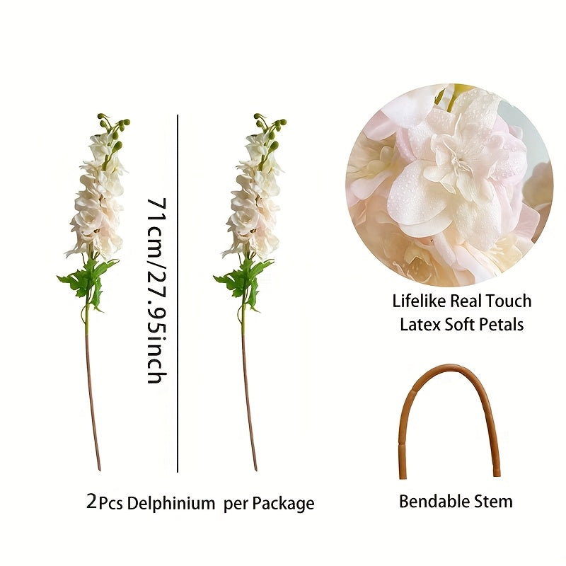 2pcs Silk Larkspur & Snapdragon Artificial Flowers - Long Stem Faux Delphinium for Home, Office, Garden, Wedding Decor - Versatile Indoor/Outdoor Vase Arrangement