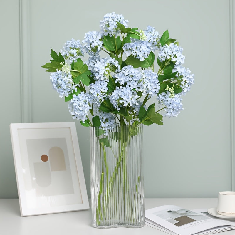 2pcs Elegant Artificial Hydrangea Flowers - 5-Head Faux Snowball Bouquets for Home & Wedding Decor, Perfect for Thanksgiving, Christmas, Valentine&