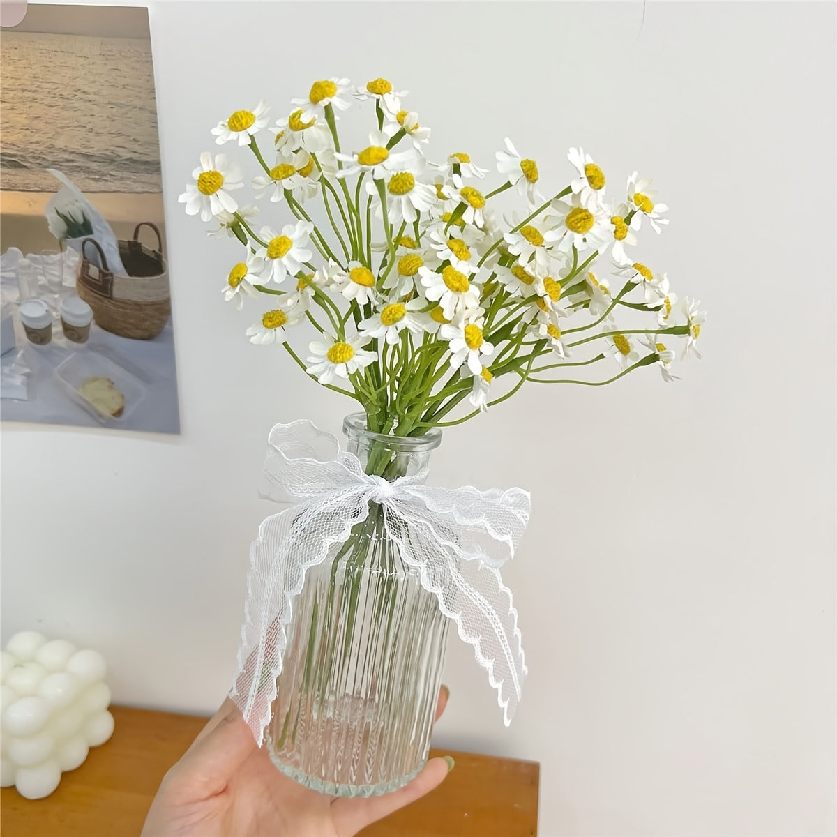 12pcs White Silk Daisy Artificial Flowers, Versatile Faux Daisies for Home Decor, Perfect for Mother&