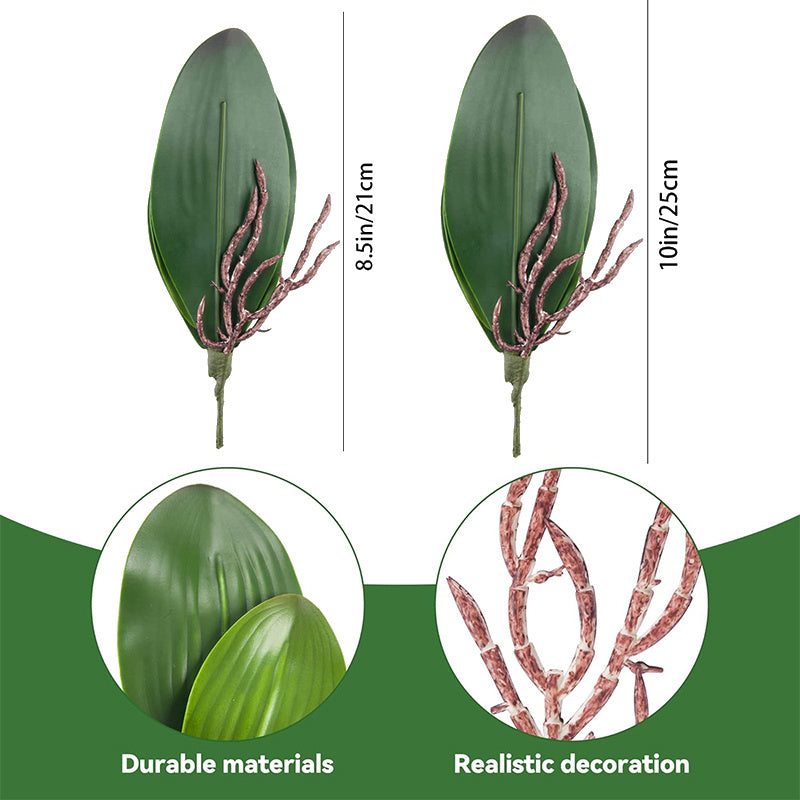3pcs Evergreen Phalaenopsis Orchid Artificial Leaves and Flowers, Plastic Faux Plant Decor for Home, Desk, Vase - Ideal for Get Well, Valentine&