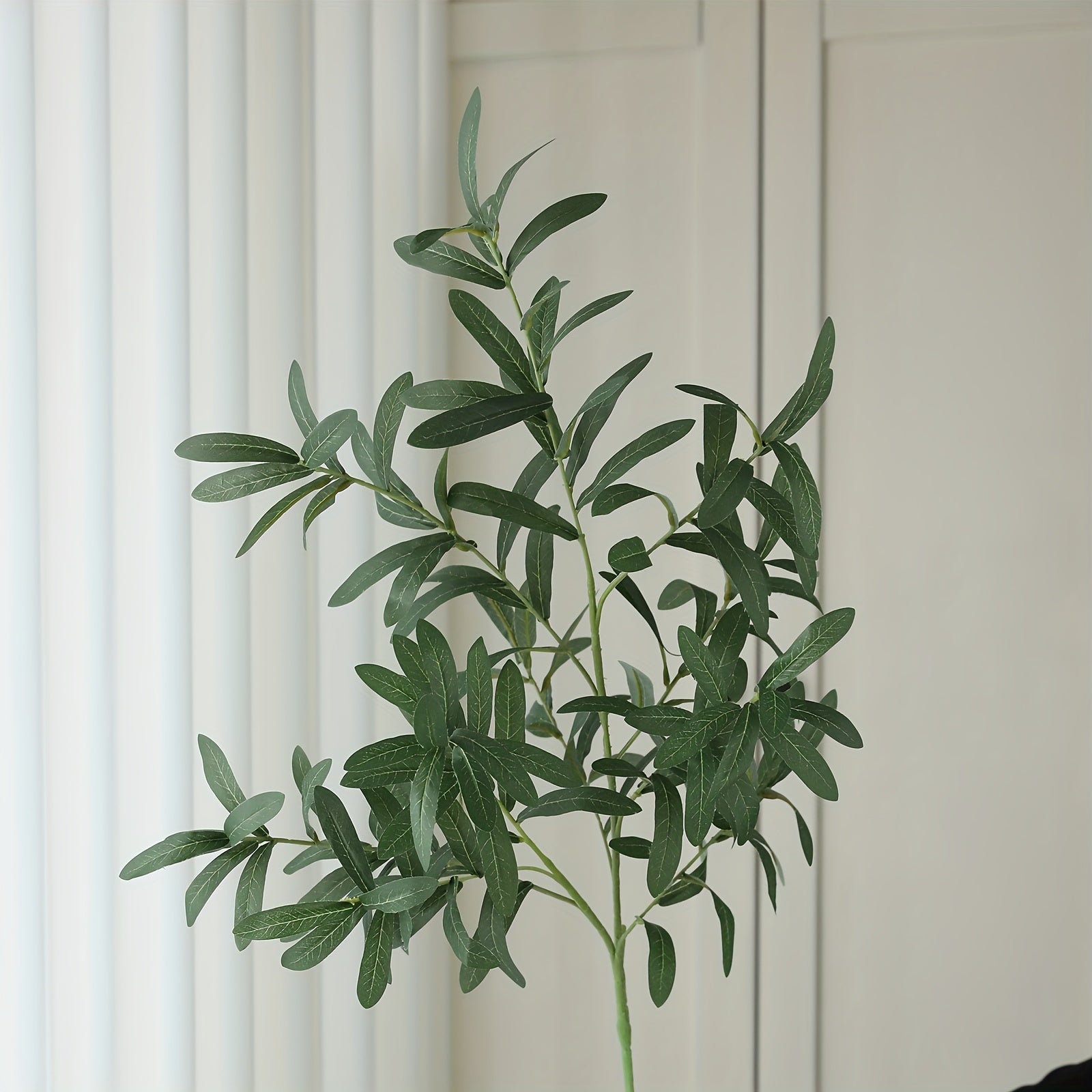 6-Pack Plastic Artificial Olive Branches, Classic Style, for Home Garden Decor and Various Occasions