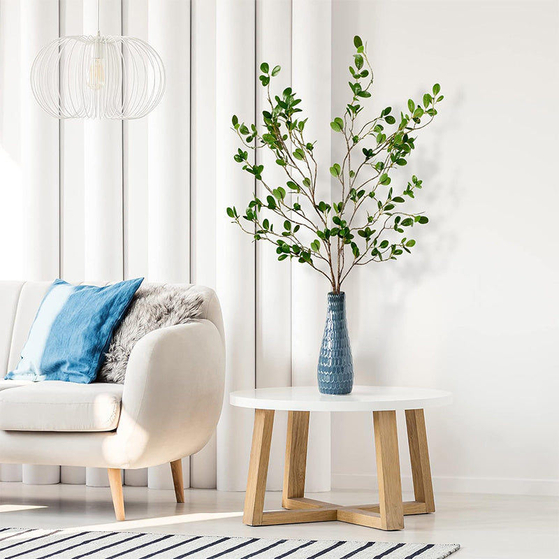 2pcs Lifelike Artificial Ficus Branches - Versatile Green Eucalyptus Stems for Home, Office, Wedding Decor & Vase Fillers - Perfect for Spring & Summer