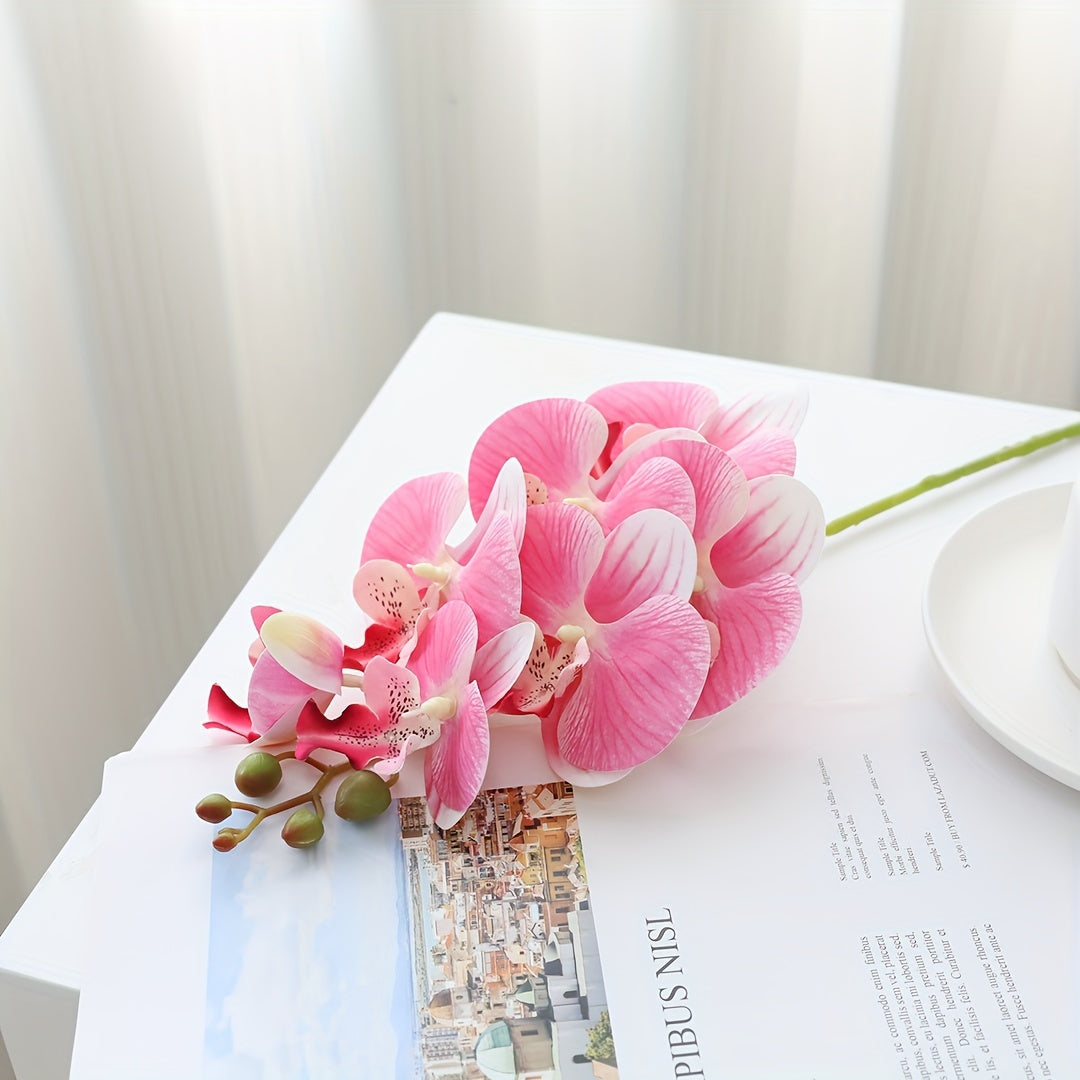 1pc, Artificial 7 Heads Phalaenopsis, Fake Flowers, Fake Orchid For Home Wedding Party DIY Decoration Valentine&