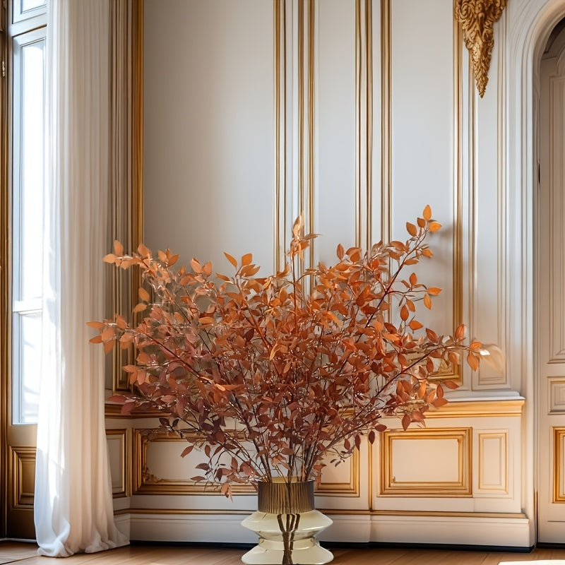 4pcs Set of Faux Autumn Branches - Versatile Artificial Bamboo Leaves for Thanksgiving, Halloween, Christmas & More - Perfect for Dining Table, Fireplace Decor & Home Celebrations