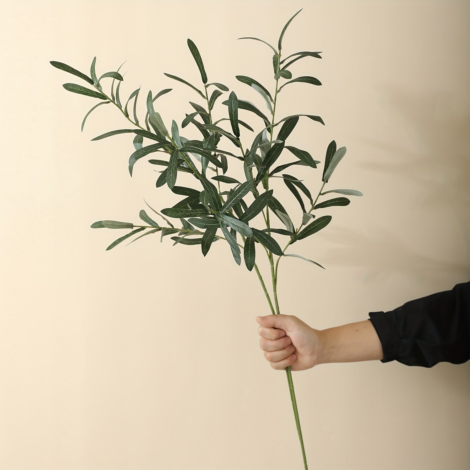 6-Pack Plastic Artificial Olive Branches, Classic Style, for Home Garden Decor and Various Occasions