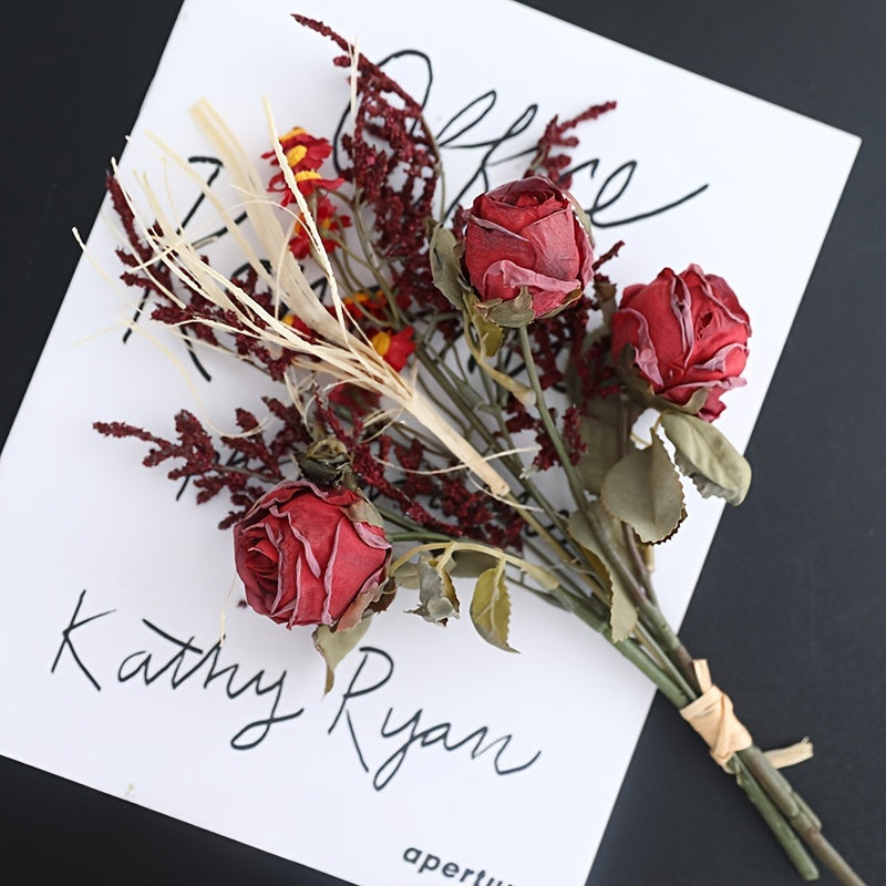 3-Head Artificial Daisy & Rose Bouquet - Perfect for Home, Wedding, Holiday Decor | Table Centerpiece, Birthday, Valentine&