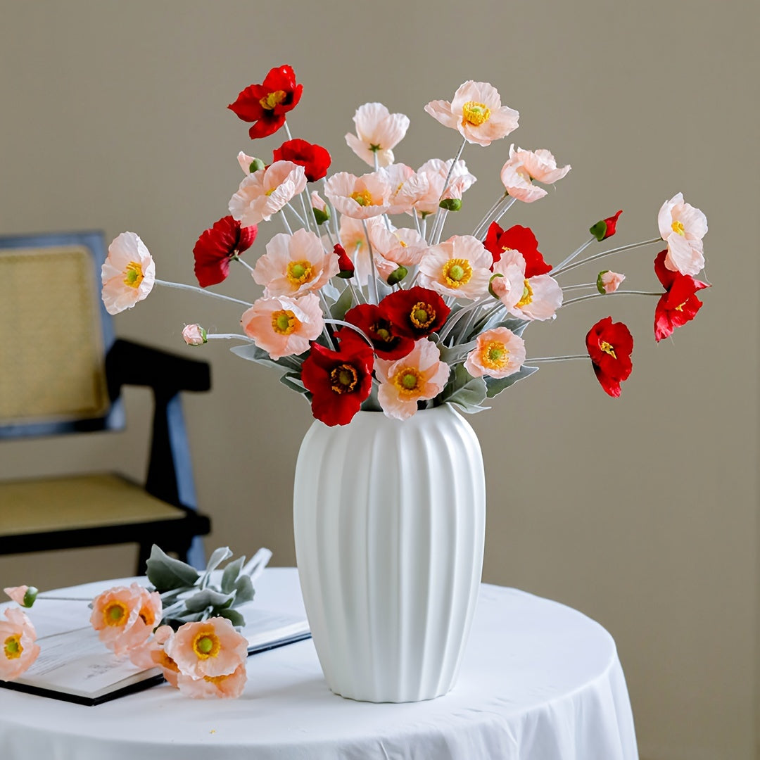 Elegant Artificial Poppy Bouquet - Perfect for Weddings, Home & Garden Decor, Valentine&