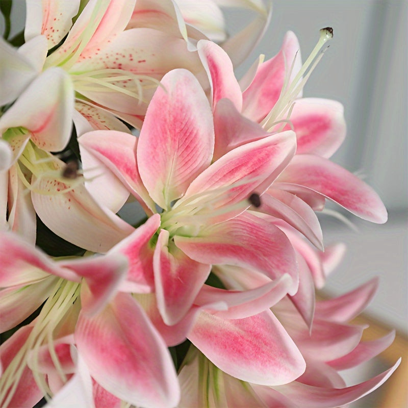 1pc Luxurious Silk Lily Bouquet with 10 Blooms - Perfect for DIY Wedding Decor, Bridal Showers, Easter & Birthday Parties - Durable Faux Floral Arrangement