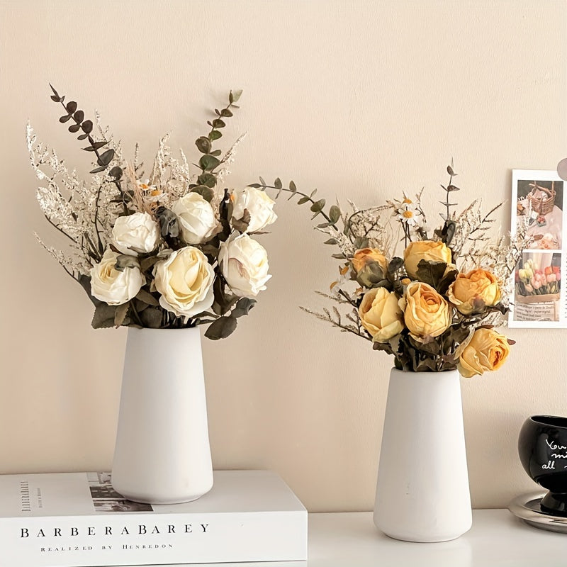 3-Head Artificial Daisy & Rose Bouquet - Perfect for Home, Wedding, Holiday Decor | Table Centerpiece, Birthday, Valentine&