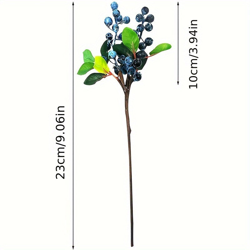 10pcs of Artificial Flowers California Imitation Blueberry Artificial Flower Branches Used for Decorating Blueberry Fruit Branches Fruit Artificial Silk Flowers Home Decoration Party Wedding Blue