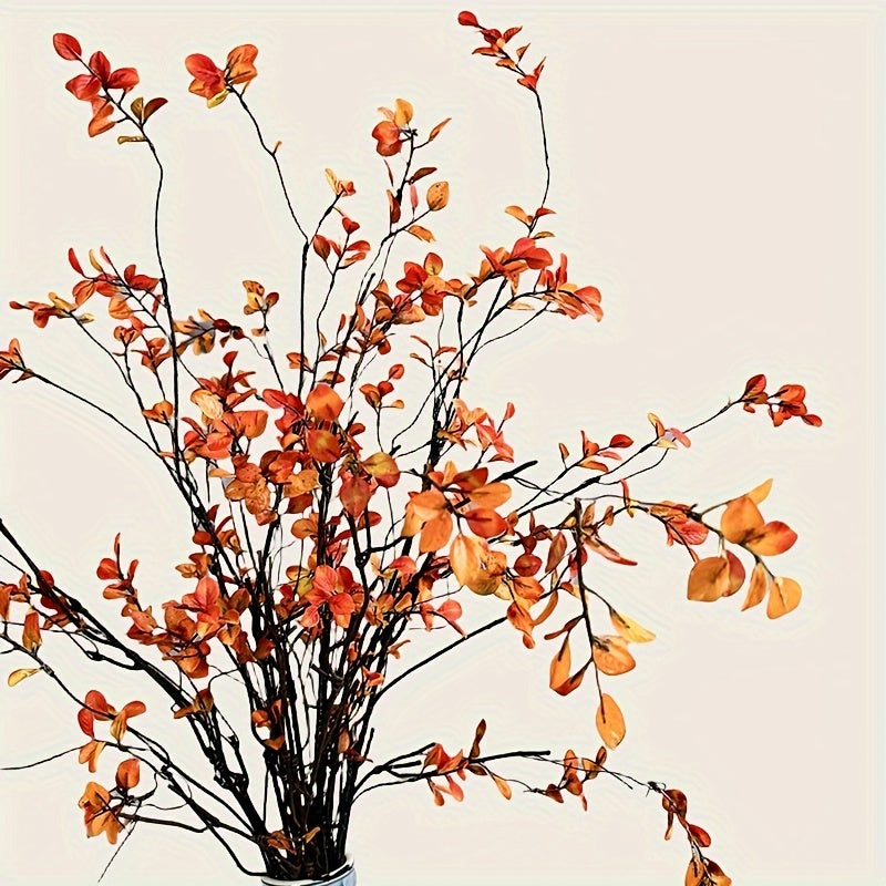 2pcs Faux Fall Plant Stems - Autumn Vine Branches for Home, Office, Event Decor - Plastic Tabletop Greenery for All Seasons, Ideal for Thanksgiving, Christmas, Halloween, Mother&