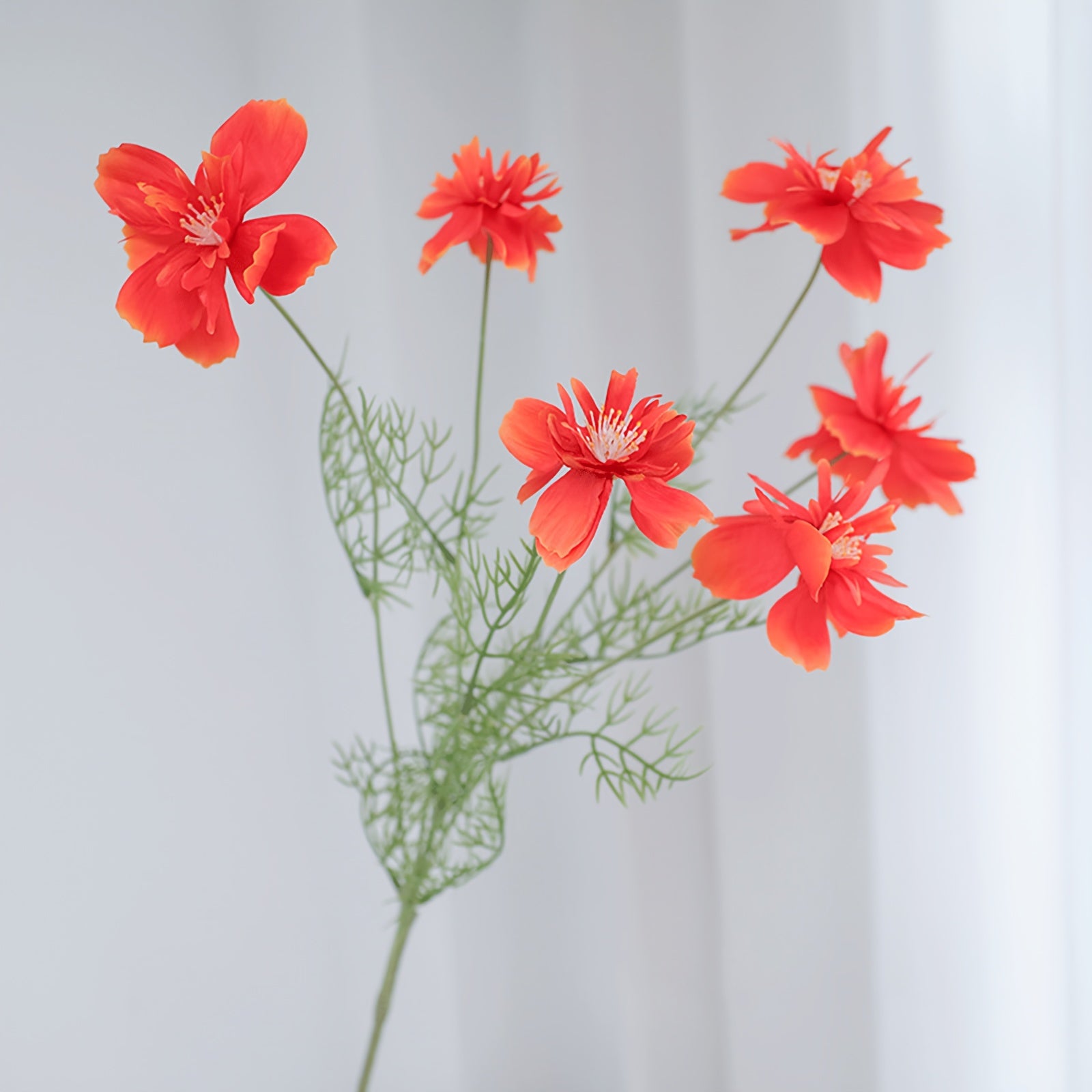 1pc MOHUAGE Classic Style 6-Head Flocked Cosmos Artificial Flowers, Versatile Plastic Floral Arrangement, with Suitable for Spring, Christmas, Halloween, Easter, Hanukkah, Thanksgiving, Valentine&