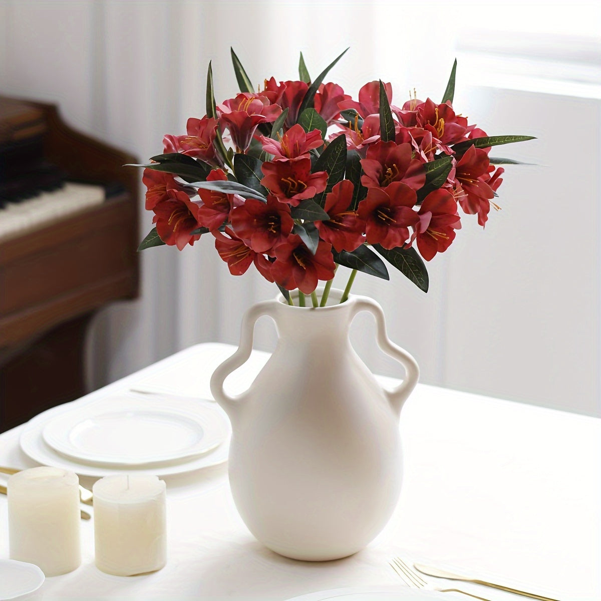 1pc French Country Style 6-Head Artificial Daffodil Lily - Perfect for Home Decor, Weddings, Engagements, Showers, Birthdays & Anniversaries