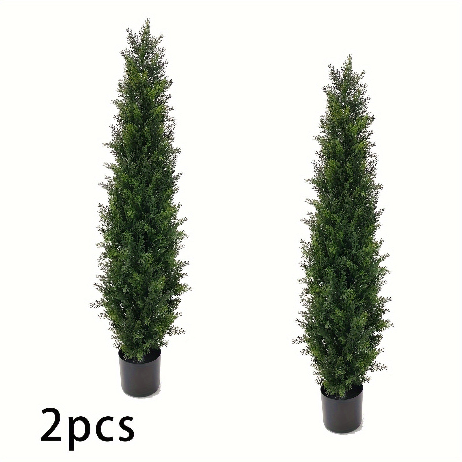 2pcs Artificial Boxwood & Cypress Trees - 3ft/4ft/5ft, Perfect for Home & Office Decor, Indoor/Outdoor Use/cemetery, Faux Greenery with Leaves and Cement-Filled Plastic Pots