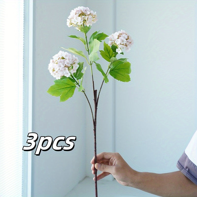 3pcs Classic Style Artificial Hydrangea Flowers, Plastic Floral Swags, Versatile Faux Hydrangeas for Home & Office Decor, with 28" for Wedding, Thanksgiving, Valentine&