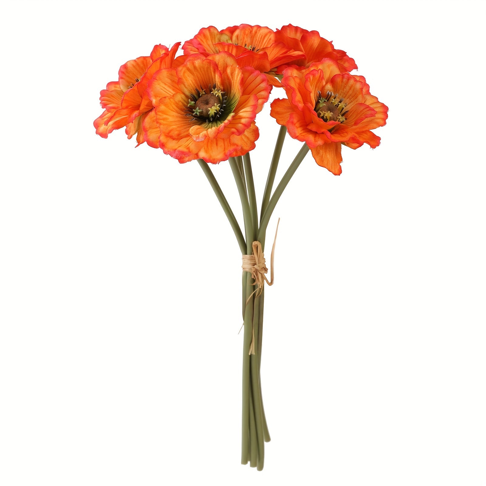 Classic Style Fabric Poppy Flower Swags, 6-Pack Artificial Poppies for Home Decor, Wedding, Engagement, Photography Props, Seasonal Decorations for Christmas, Halloween, Easter, Hanukkah, Thanksgiving