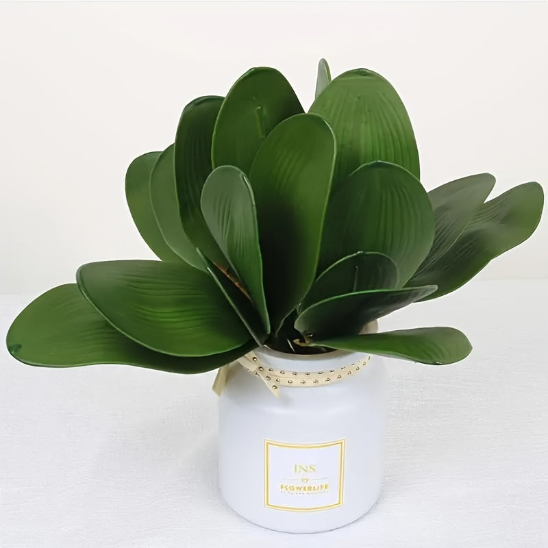 2pcs Lifelike Artificial Phalaenopsis Leaves - Perfect for Home & Garden Decor, Weddings, Engagements | Resin Orchid Greenery for Tabletop Display
