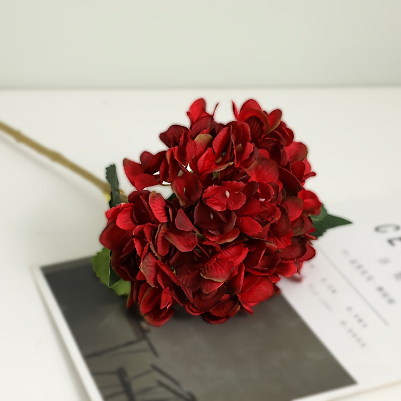 5pcs, Stunning Two-leaf Hydrangea Bouquet - Perfect For Families, Weddings And Parties - Realistic Silk Flowers With Summer Embellished Stems